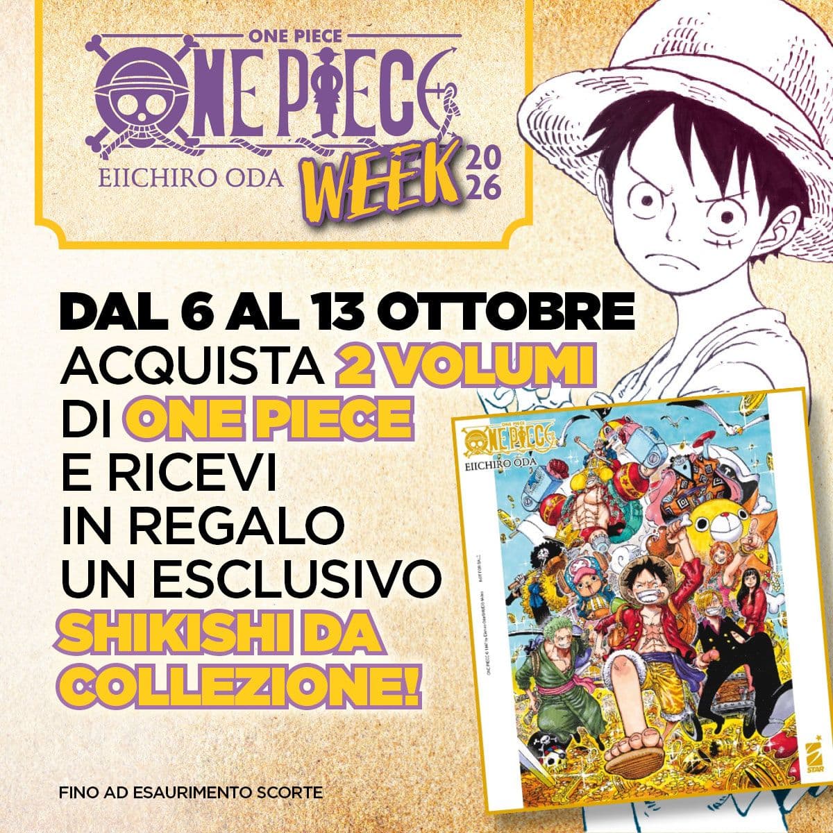 Esclusivo Shikishi One Piece in Omaggio con l'acquisto di almeno 2 volumi One Piece