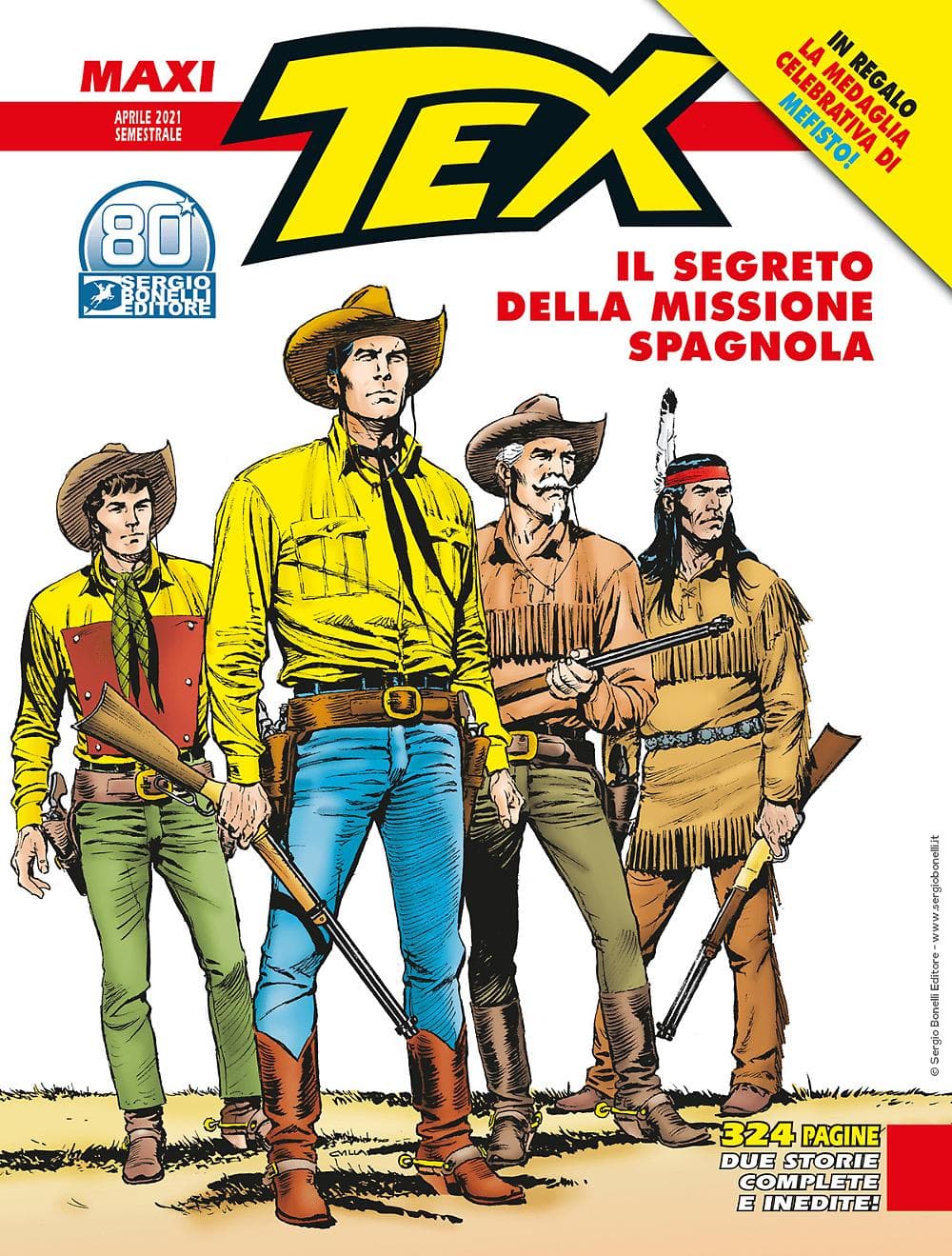 Maxi Tex 28 - Il Segreto della Missione Spagnola / Neve Rossa - Con Medaglia Mefisto - Sergio Bonelli Editore - Italiano