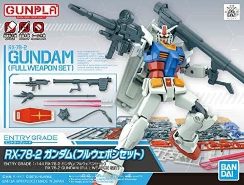 Bandai Model Kit Gunpla - Entry Grade - RX-78-2 - Gundam (Full Weapon Set) - 1/144