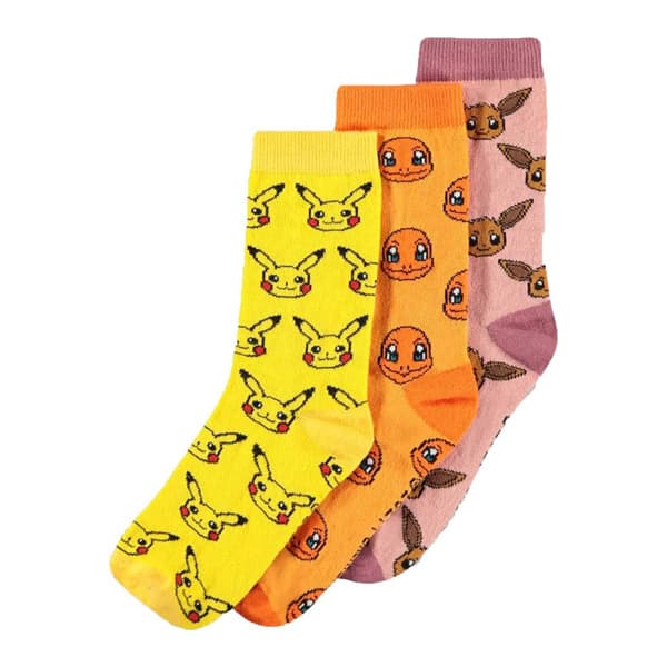Pokémon Calzini 3 Paia Numero 39/42 - Pikachu Charmander Eevee
