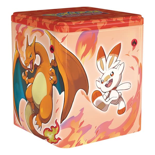 Pokémon Stacking Tin Autunno 2022 - Tipo Fuoco (Charizard, Victini, Braixen, Scorbunny)