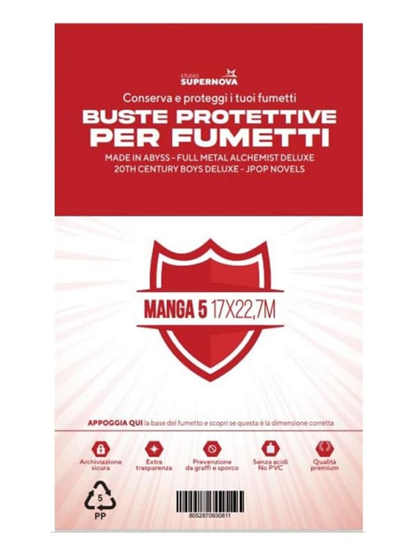 100 Buste Protettive Manga 5 (17 X 22,7) - Studio Supernova