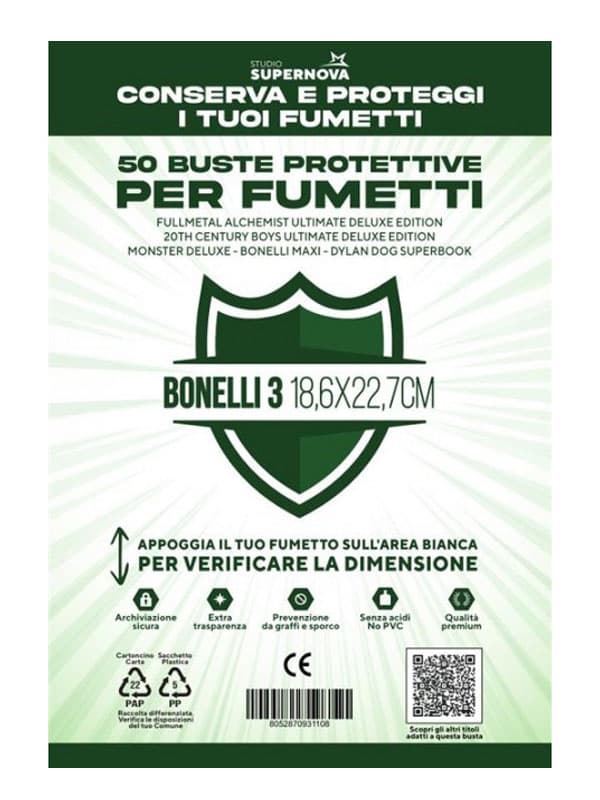 50 Buste Protettive Bonelli 3 (18,6 X 22,7) - Studio Supernova
