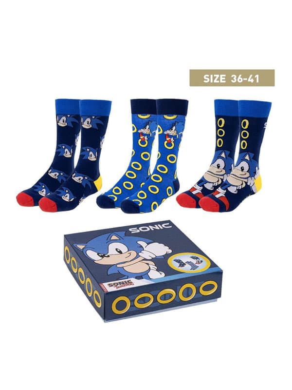 Sonic the Hedgehog - Calzini 3-Pack 35-41 - taglia: 35-41