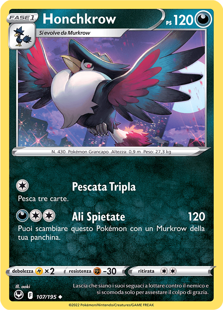 Honchkrow - Tempesta Argentata 107/195 - Italiano - Near Mint