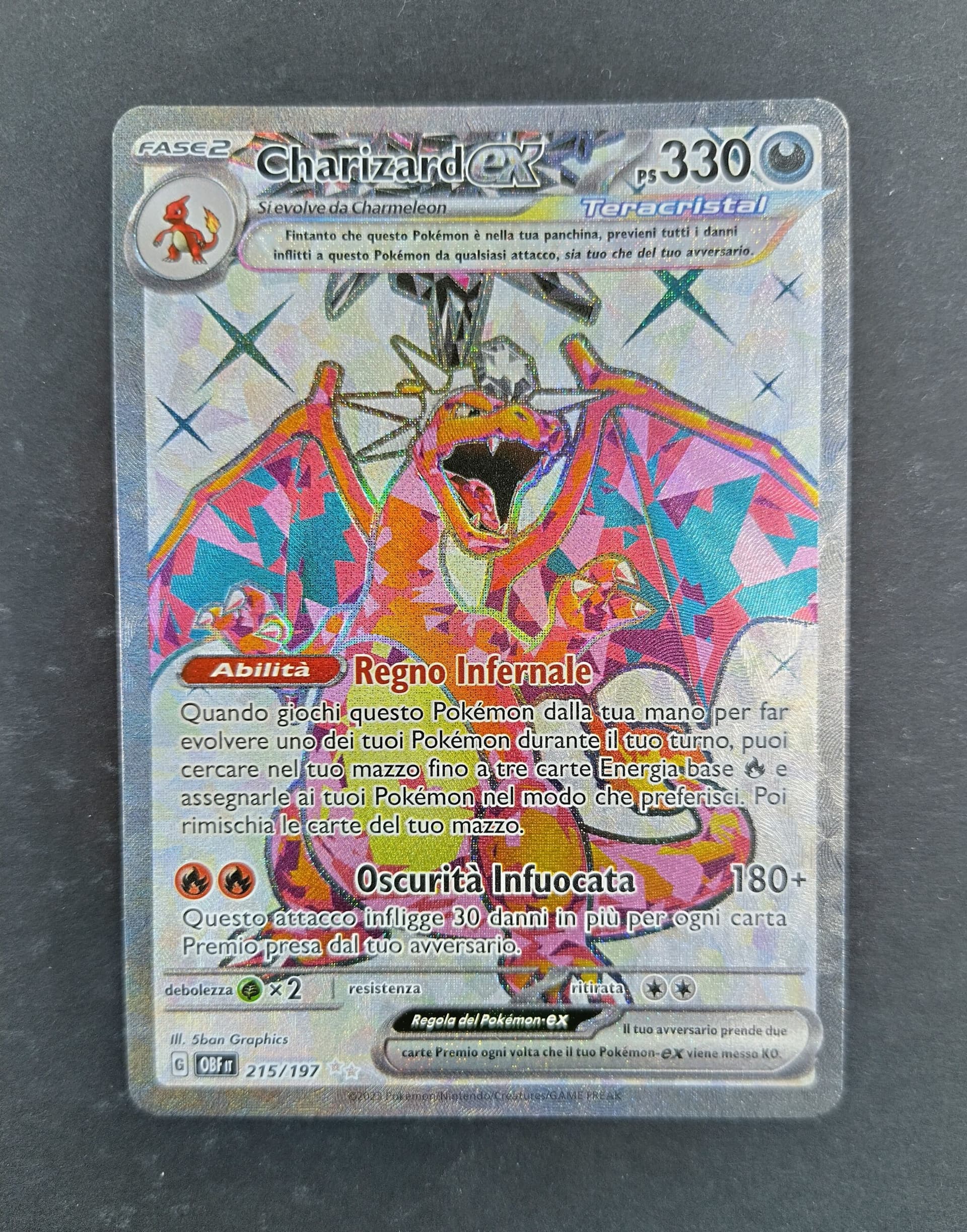 Charizard EX - Ossidiana Infuocata 215/197 - Italiano - HOLO - Excellent / Very Good