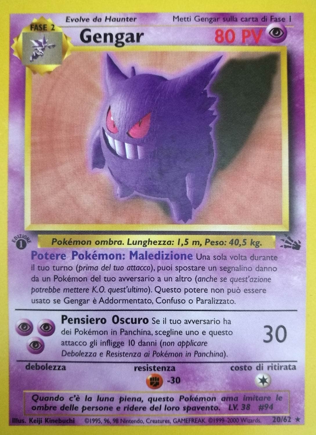 Gengar - 1 Edizione - Fossil 20/62 - Italiano - Played