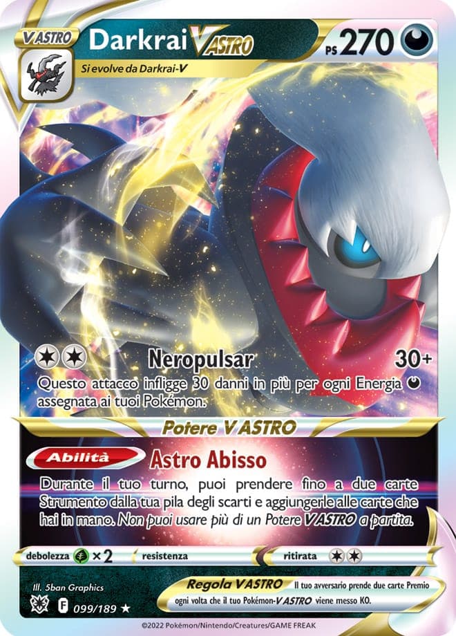 Darkrai V ASTRO - Lucentezza Siderale 099/189 - Italiano- HOLO - Nuovo