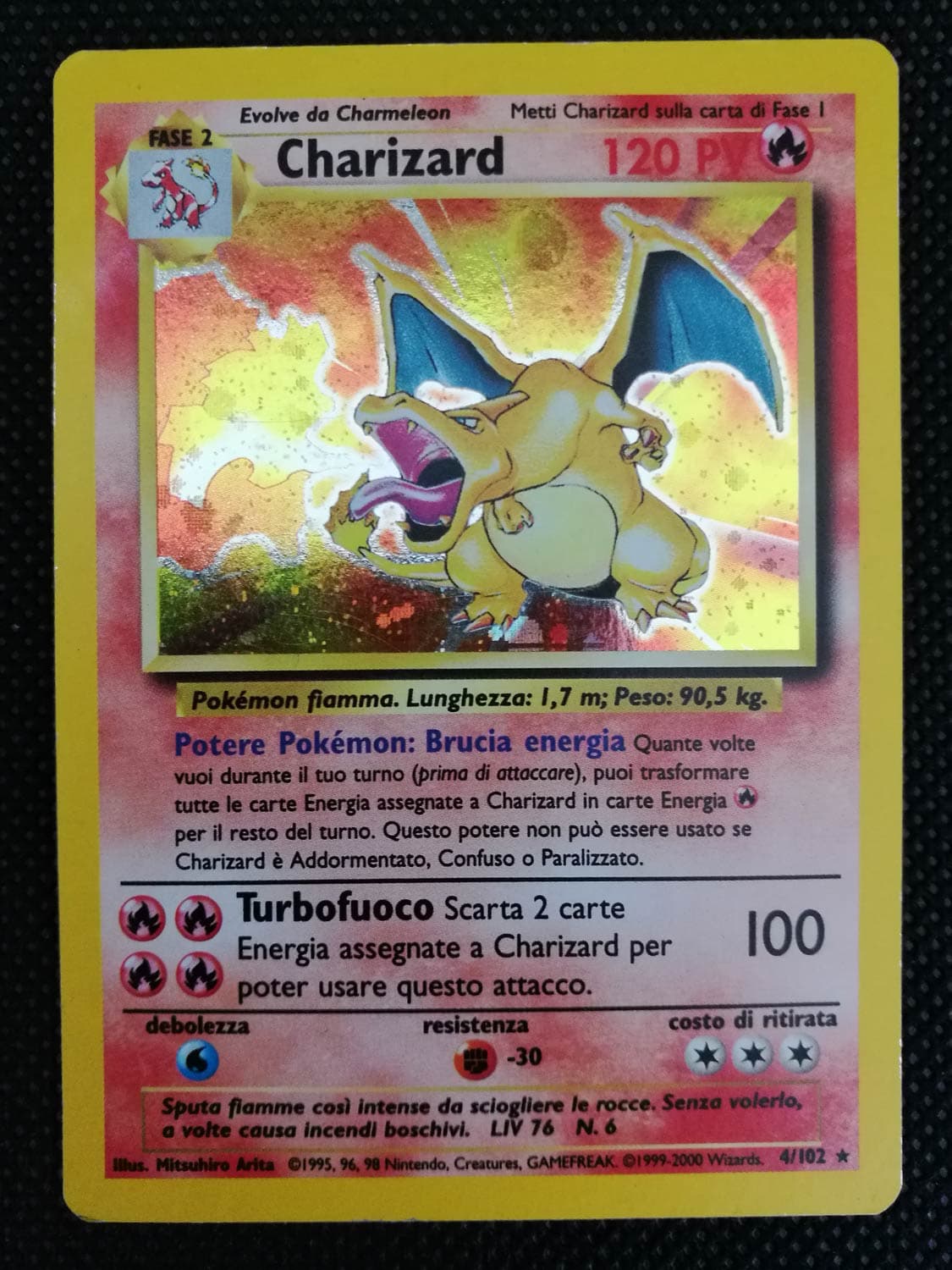 Charizard - Set Base 4/102 - Italiano- HOLO - Excellent