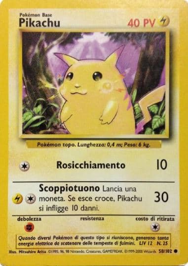 Pikachu - Set Base 58/102 - Italiano - Near Mint