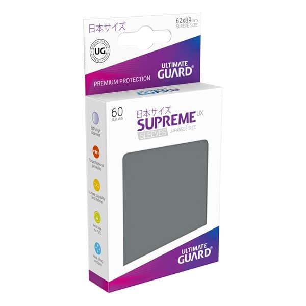 Bustine Protettive (60 Carte) Ultimate Guard Supreme UX Sleeves - Japanese Small Size 62x89 mm - Dark Grey Grigio Scuro