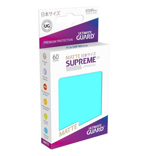 Bustine Protettive (60 Carte) Ultimate Guard Supreme UX Sleeves - Japanese Small Size 62x89 mm - Matte Aquamarine Acquamarina