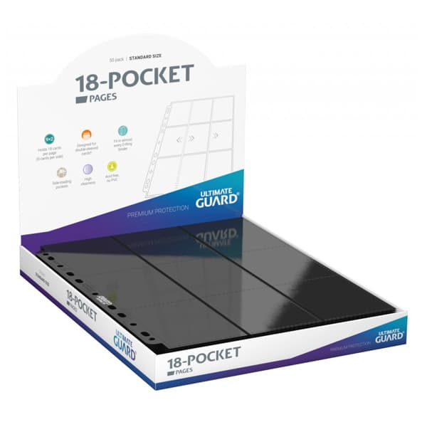 Fogli per Album Raccoglitore ad Anelli 9 Tasche 50PZ - 18-Pocket Pages Side-Loading - Black Nero