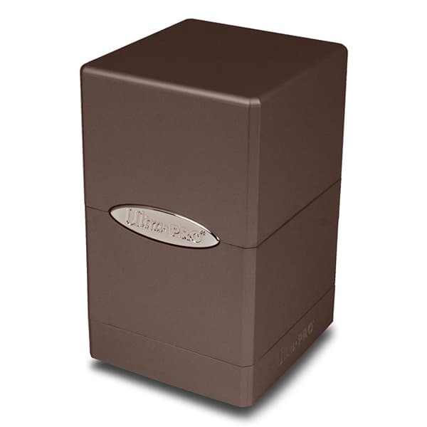 Porta Mazzo 100 Carte Tower Deck Box Metallic Satin con Porta Dadi - Metallized Brown Marrone Metallizzato
