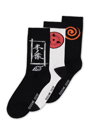 Naruto Shippuden Socks 3-Pack Sasuke Symbol 39-42