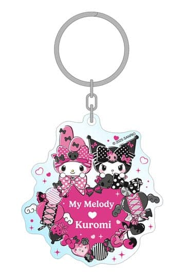 Sanrio Pink Black Party Series Acrylic Keychain My Melody & Kuromi 7 cm