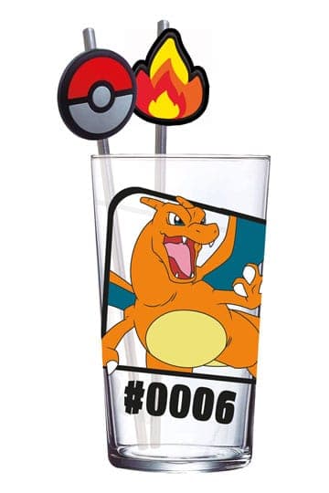 Pokémon Glass Tumbler with Straws Charizard 480 ml