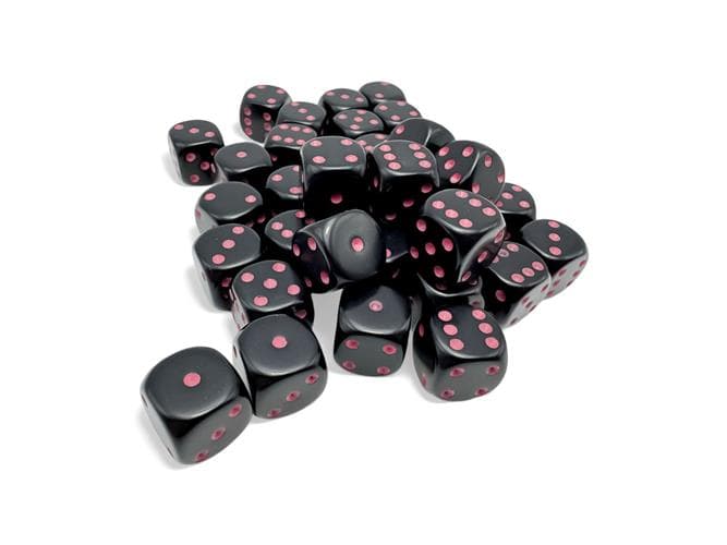 Set 36 Dadi a 6 Facce 12mm - Black/Pink