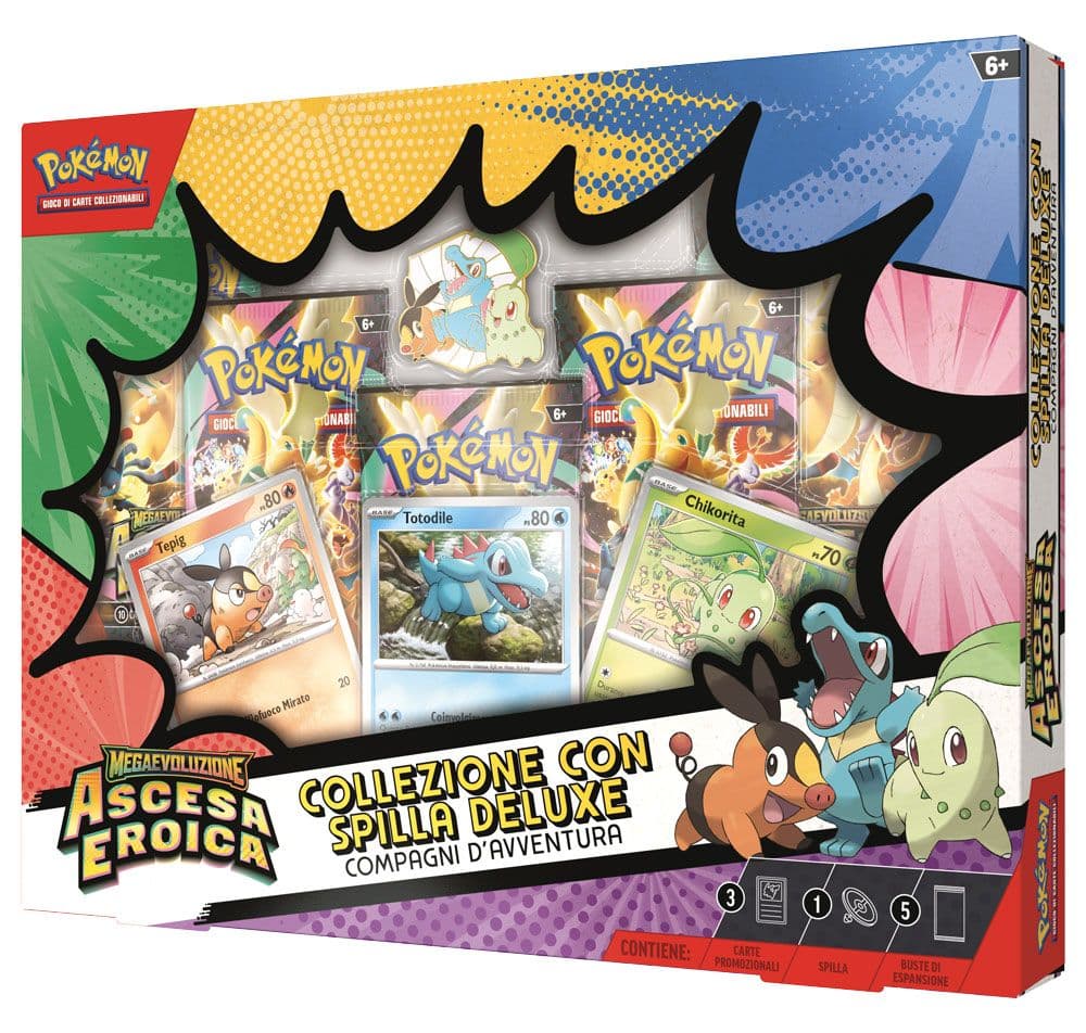 Pokémon Collezione con Spilla Deluxe Compagni d'Avventura - Megaevoluzione Ascesa Eroica - Italiano