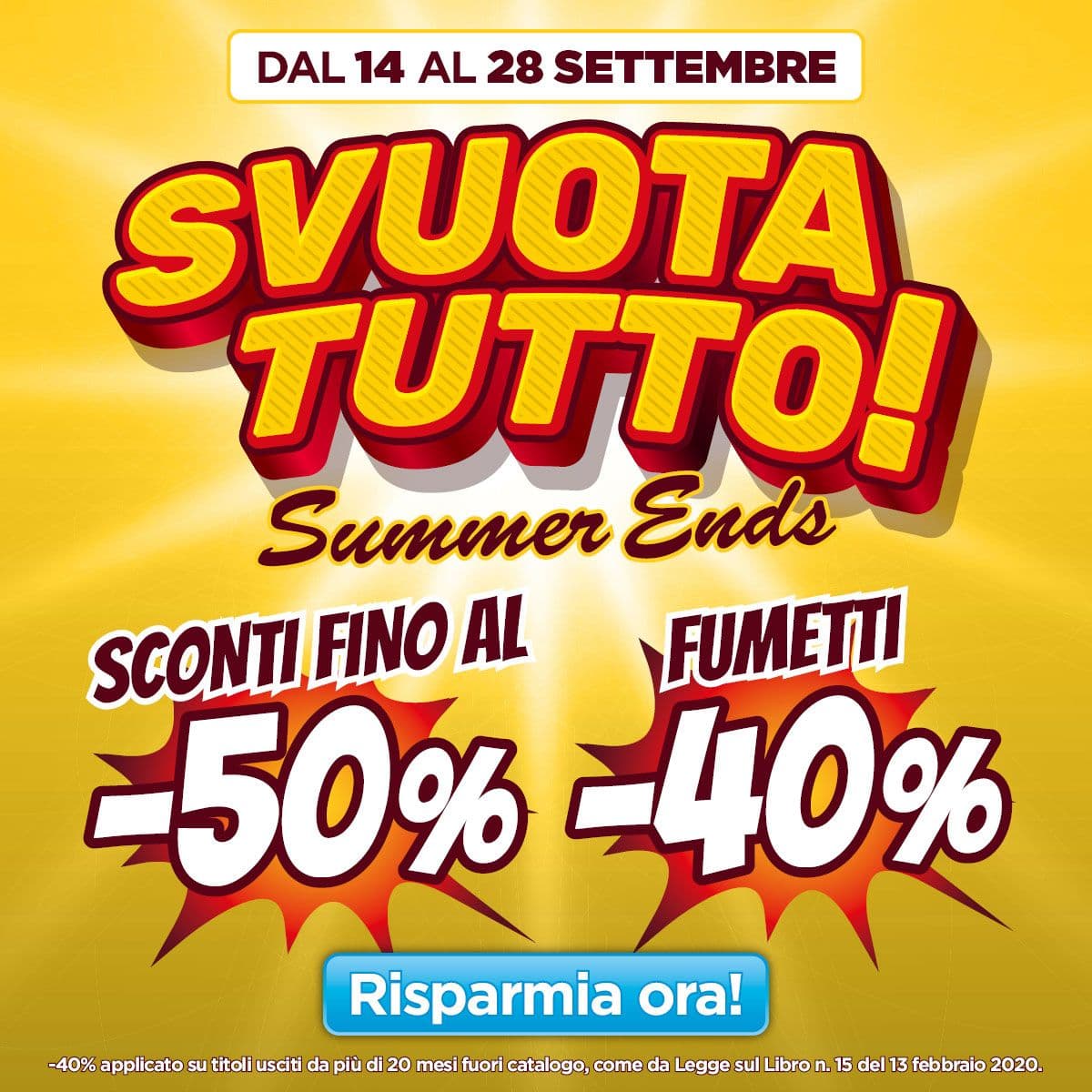 Svuotatutto Mycomics Sconti fino al 50% Fumetti, Manga, Figure, Funko Pop, Giochi di Carte, Gadget, Giochi da Tavolo