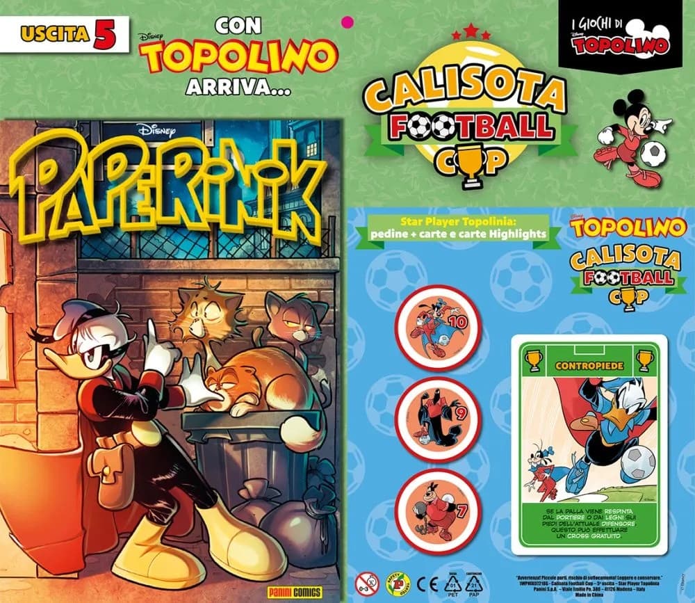 Paperinik 72 + Calisota Football Cup: Star Player Topolinia + 13 Carte - Panini Comics - Italiano