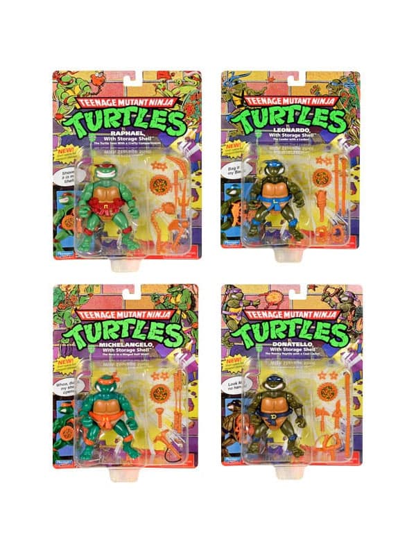 Teenage Mutant Ninja Turtles Action Figures Classic Turtle 10 cm Set Completo 4pz Raffaello, Michelangelo, Leonardo, Donatello