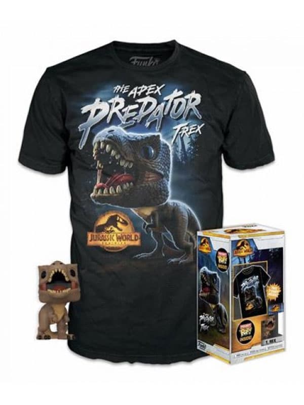 Jurassic World Pocket POP! e Kids Tee Box T-Rex T Shirt Taglia 8-9 - Pocket
