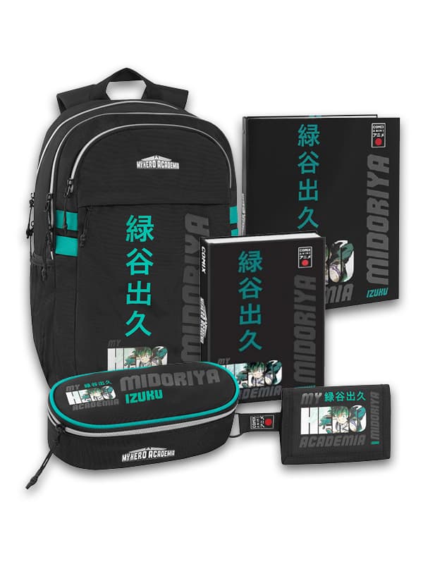 Mega Pack - My Hero Academia - Izuki Midoriya - Zaino Urban + Astuccio Ovale + Diario 2024 + Portafoglio + Quaderno Anelli - Linea Scuola Comix Anime - Franco Cosimo Panini Editore
