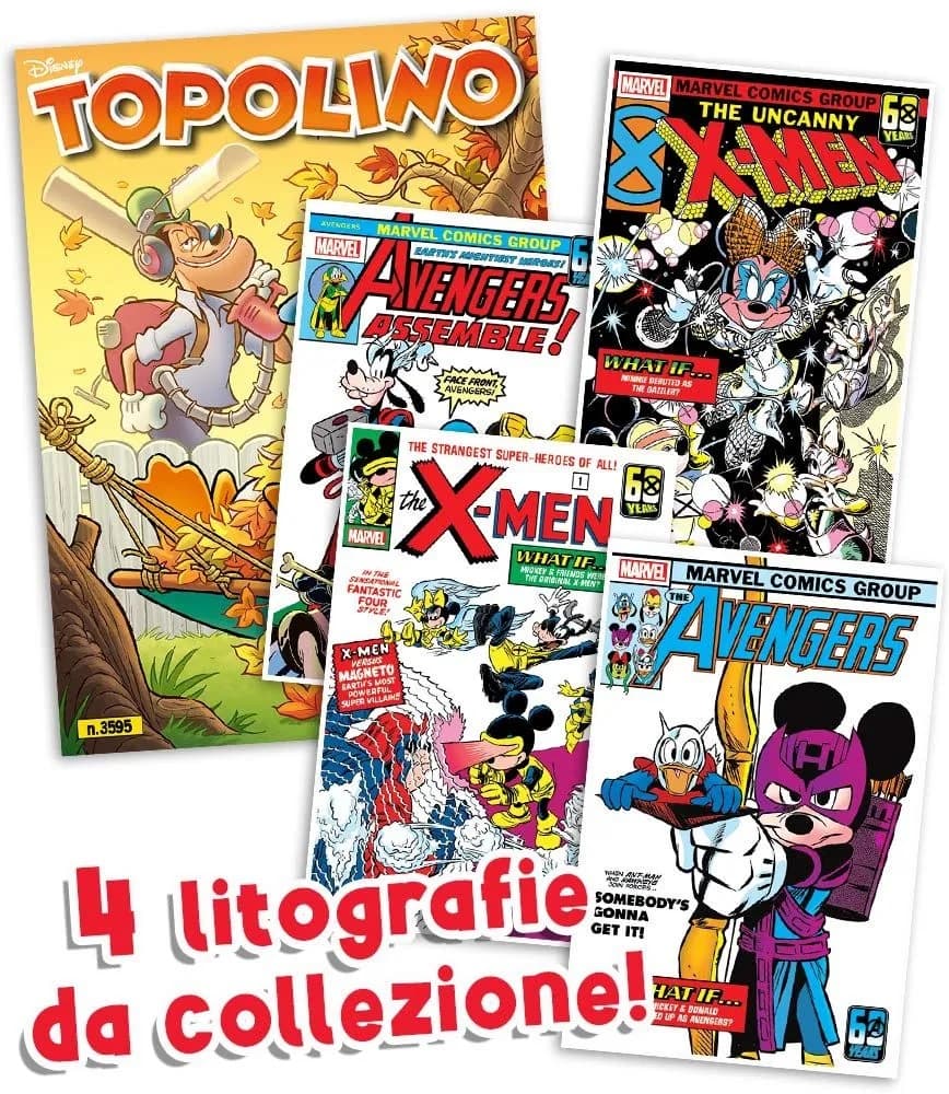 Topolino - Supertopolino 3595 + Litografie Marvel 5-8 di 12 - Panini Comics - Italiano