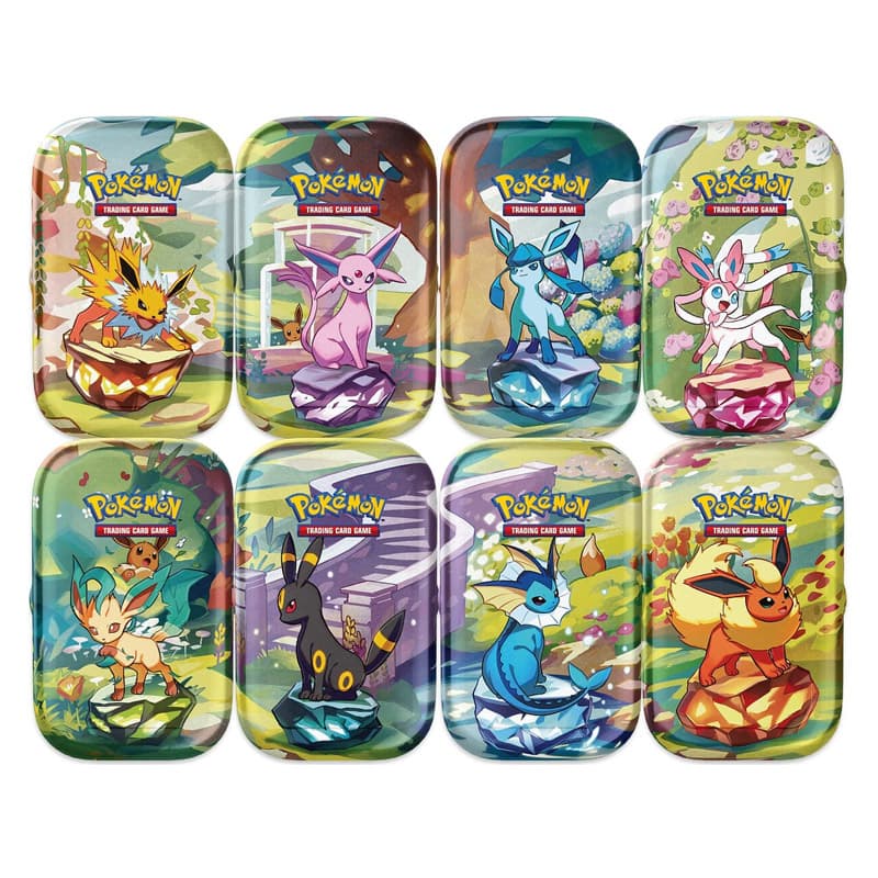 Pokémon Set 8 Artwork Mini Tin da Collezione Evoluzioni Prismatiche - Italiano