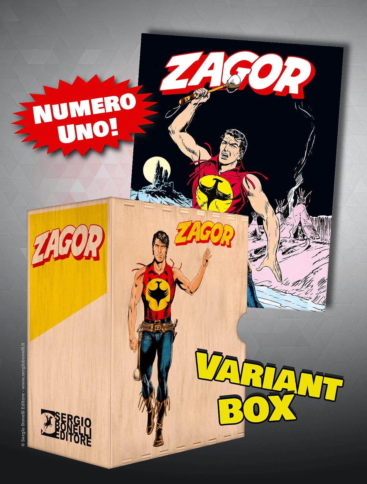 Zagor Cofanetto Variant Box Raccoglitore 2024 + Zagor 1 Ristampa - Logo Bianco - Sergio Bonelli Editore - Italiano