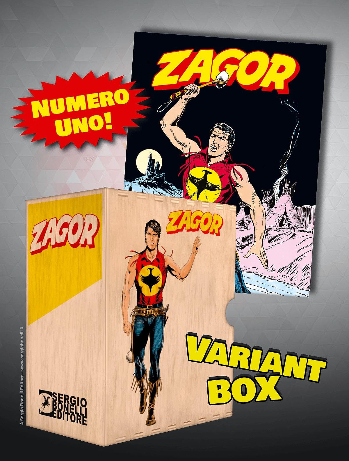 Zagor Cofanetto Variant Box Raccoglitore 2024 + Zagor 1 Ristampa - Logo Rosso - Sergio Bonelli Editore - Italiano