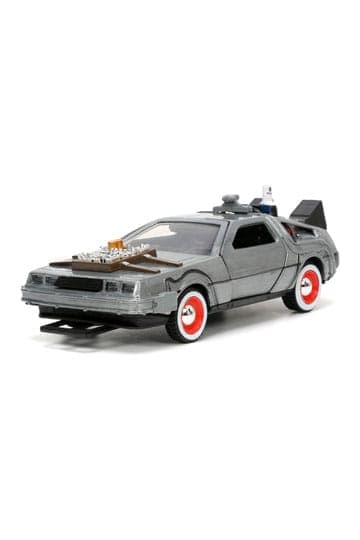 Back to the Future III Hollywood Rides Diecast Model 1/32 DeLorean Time Machine Free Rolling