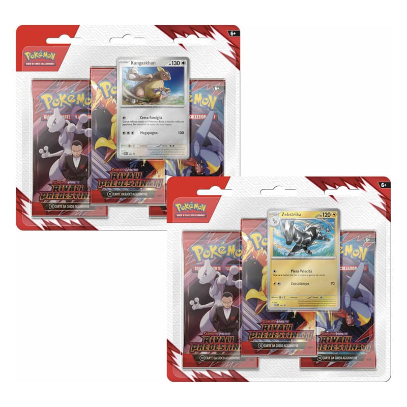 Pokémon Scarlatto e Violetto Rivali Predestinati - 2x Blister 3 Buste Kangaskhan Zebstrika - Italiano