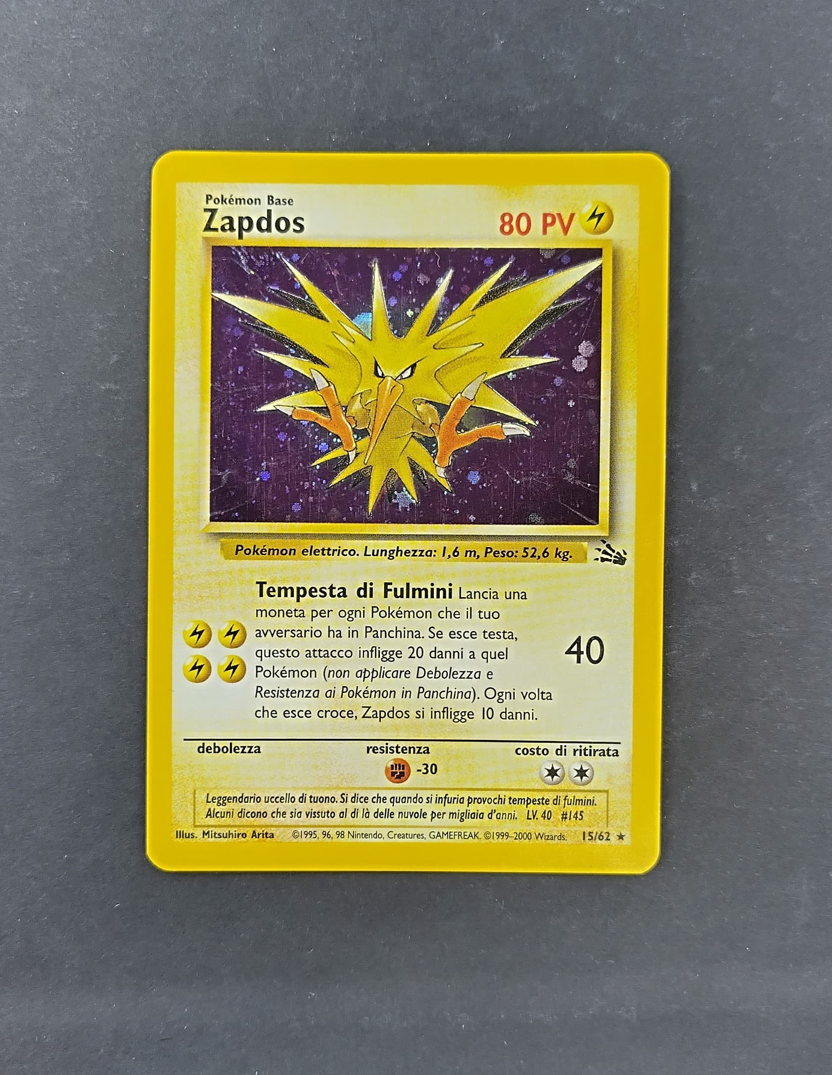 Zapdos - Fossil 15/62 - Italiano- HOLO - Near Mint