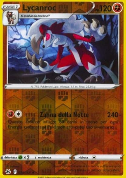 Lycanroc - Reverse - Zenit Regale 74/159 - Italiano - HOLO - Near Mint