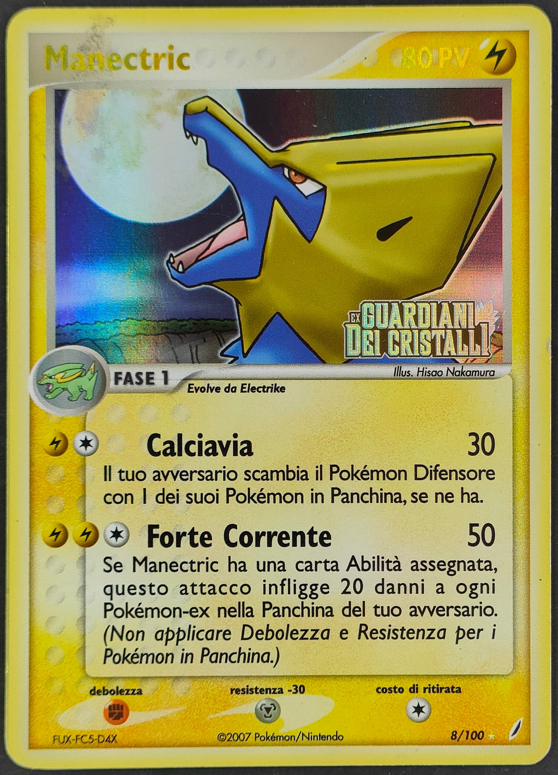 Manectric - Stamped - EX Guardiani dei Cristalli 8/100 - Italiano - HOLO - Very Good