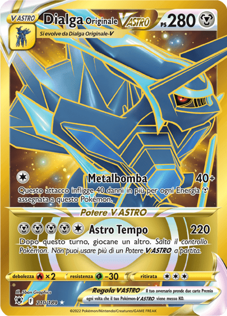 Dialga Originale V ASTRO - Lucentezza Siderale 210/189 - Italiano- HOLO - Nuovo