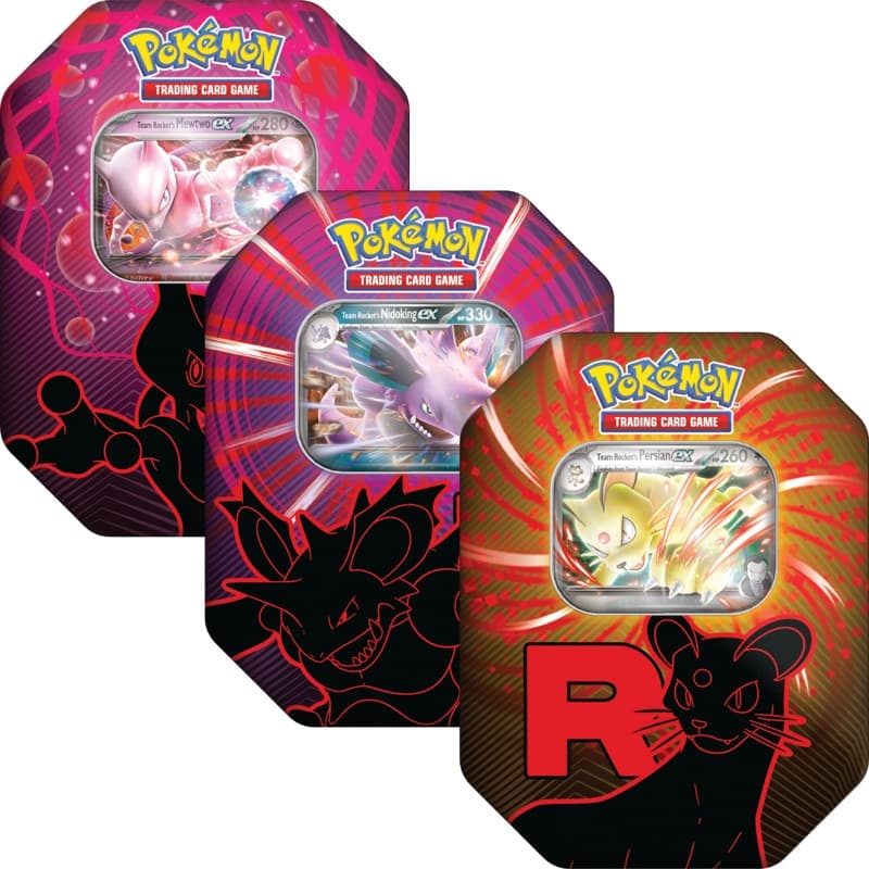 Pokémon - Bundle 3x Tin da collezione Team Rocket 3 - Nidoking EX, Mewtwo EX e Persian EX - Italiano