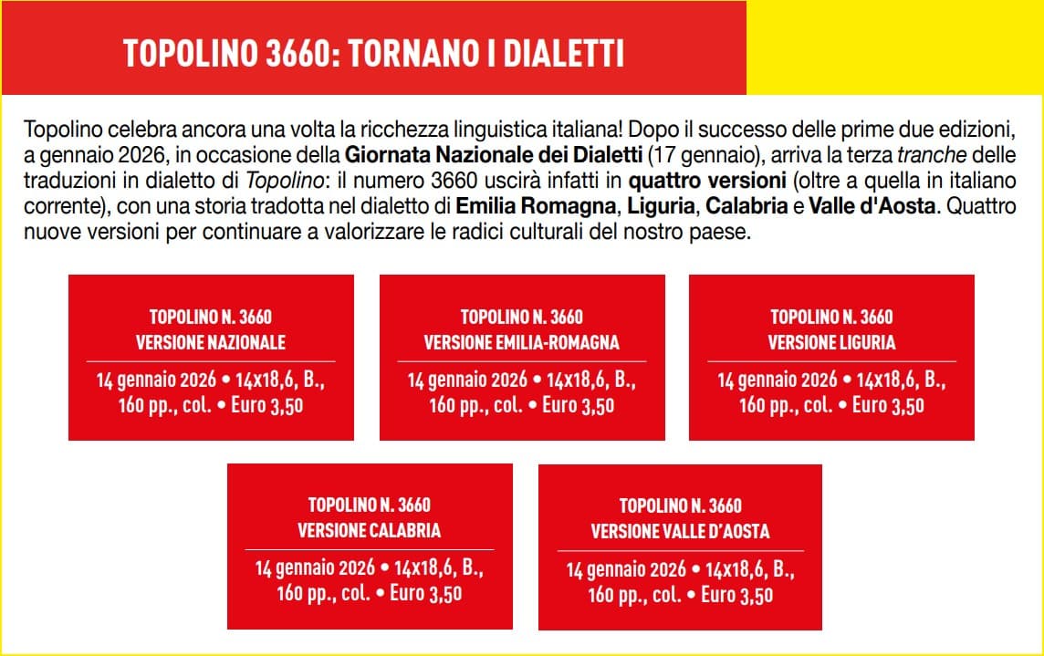 Topolino 3660 - Versione Dialetto Valle d'Aosta - Panini Comics - Italiano