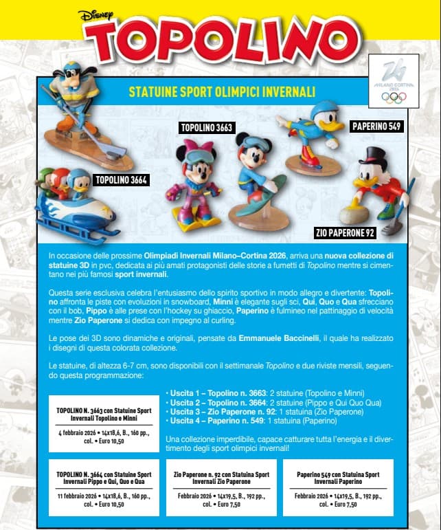 Topolino - Supertopolino 3663 + Statuine Sport Olimpici Invernali - Topolino e Minni - Panini Comics - Italiano