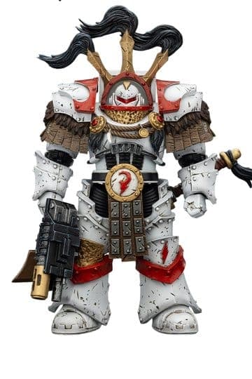 Warhammer 40,000 Action Figure White Scars Legion Praetor in Cataphractii Terminator Armour with Cyber Hawk Chogorian sword and combi-melta 14 cm