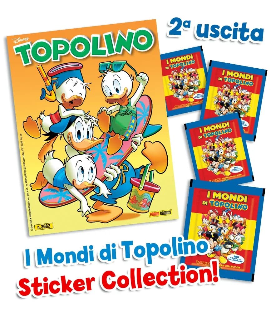 Topolino - Supertopolino 3682 + Topolino Sticker Collection - I Mondi di Topolino 2 - Panini Comics - Italiano