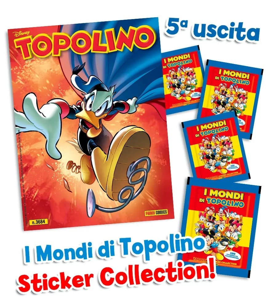 Topolino - Supertopolino 3684 + Topolino Sticker Collection - I Mondi di Topolino 4 - Panini Comics - Italiano