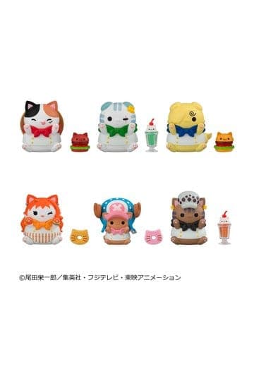 One Piece Mega Cat Project Mini Figures NyanPieceNyan! Diner! 3 cm Blind Box Display (6)