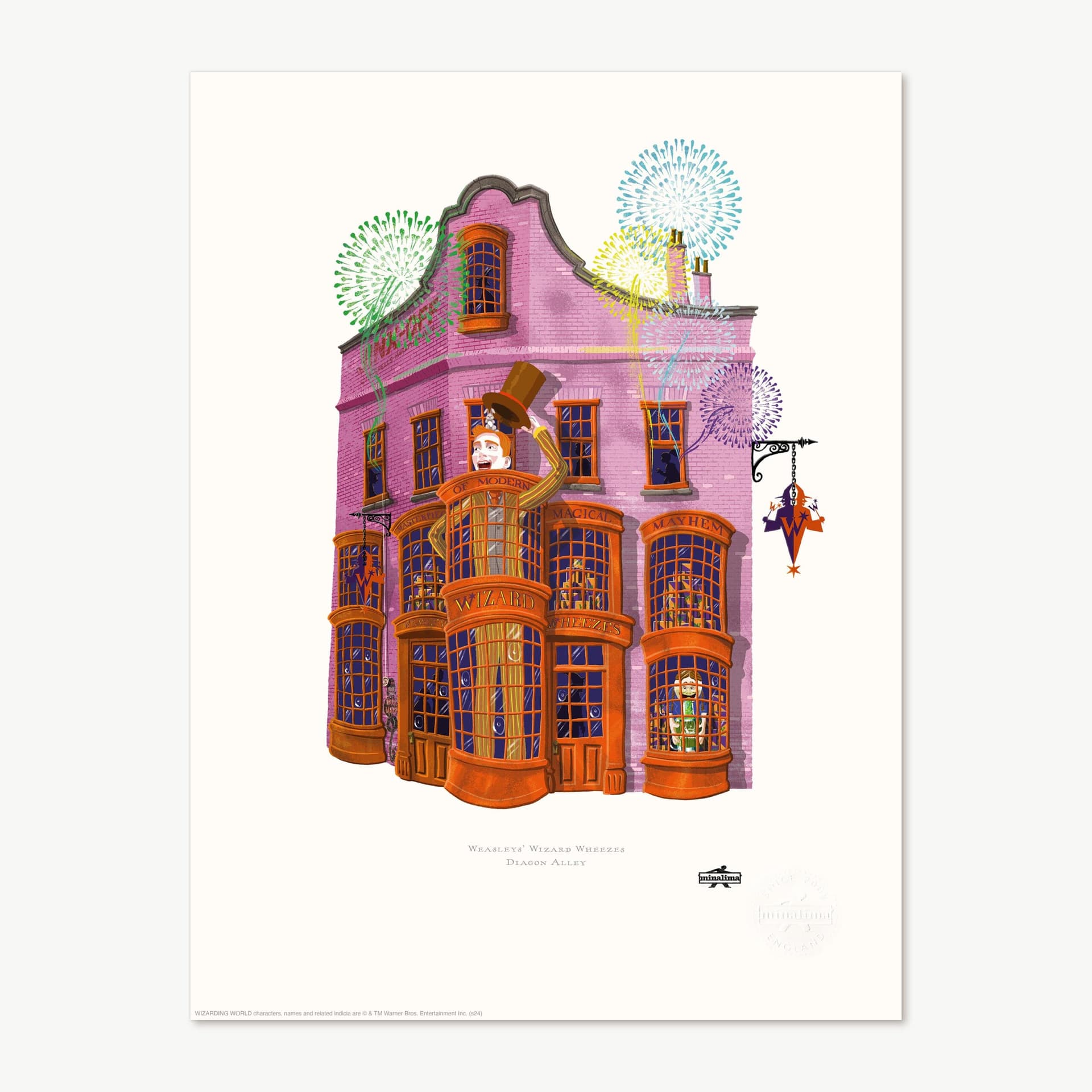 Harry Potter - Spellbinding Shops Weasleys' Wizard Wheezes Art Print - MinaLima