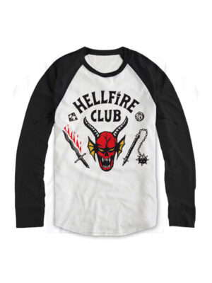 Baseball Shirt - Maglia Hellfire Club TAGLIA L - Stranger Things - colore: Bianco, Rosso, Nero - Taglia S