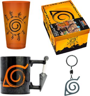 Abystyle - Naruto Shippuden Confezione Regalo Premium - Bicchiere / Glass + Portachiavi / Keychain + Tazza / Mug