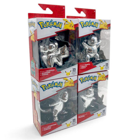 Pokémon 25° Anniversario Select Battle Mini Figures Silver Version Set - Pikachu, Squirtle, Charmander, Bulbasaur