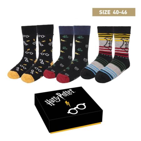 Calzini / Socks Harry Potter - Pack 3 Varianti - Taglia / Size 40-46 - Cerdà - taglia: 40-46 - Unisex